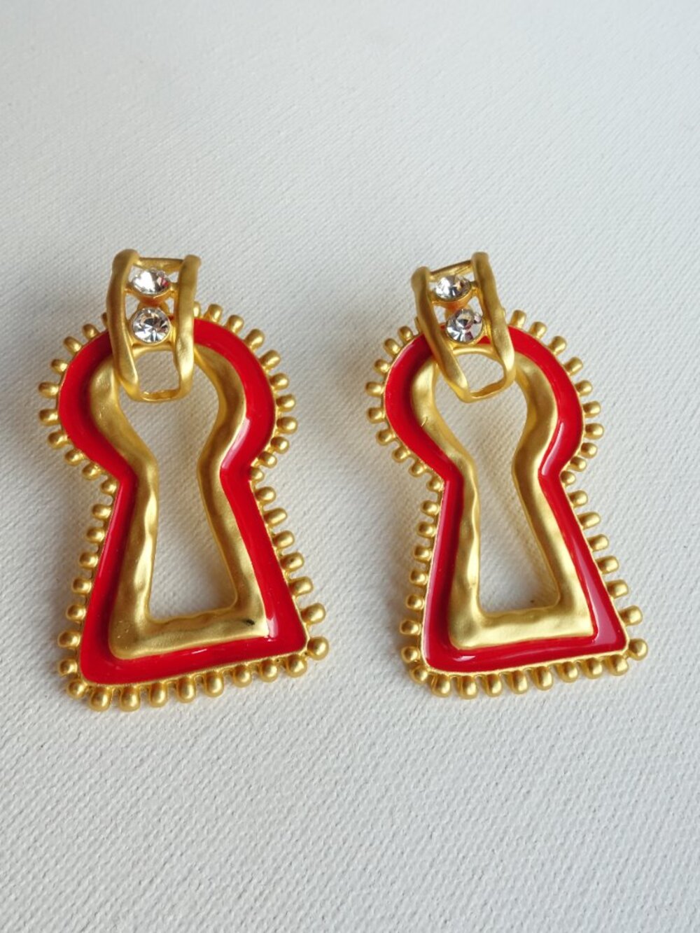 🆕️ Large Schiaparelli Signed padlock Earrings 925 NWOT